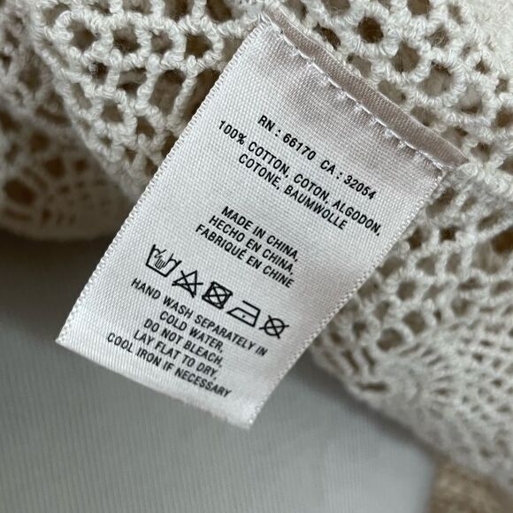 Anthropologie Sparrow Cream Summer Scalloped Crochet Poncho Top XS - Picture 8 of 10